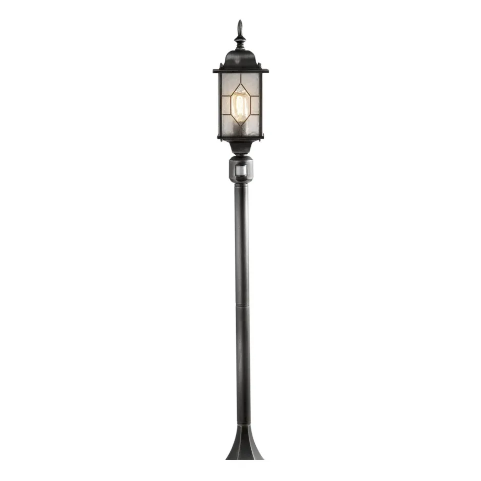 Pylväsvalaisin Konstsmide Milano 7249-759 160x160x1310 mm liiketunnistimella mustahopea