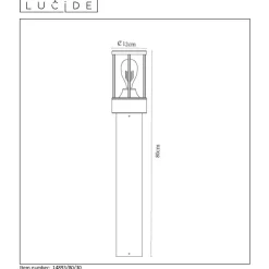 Pylväsvalaisin Lucide Lori Ø12x80cm 15W antrasiitti