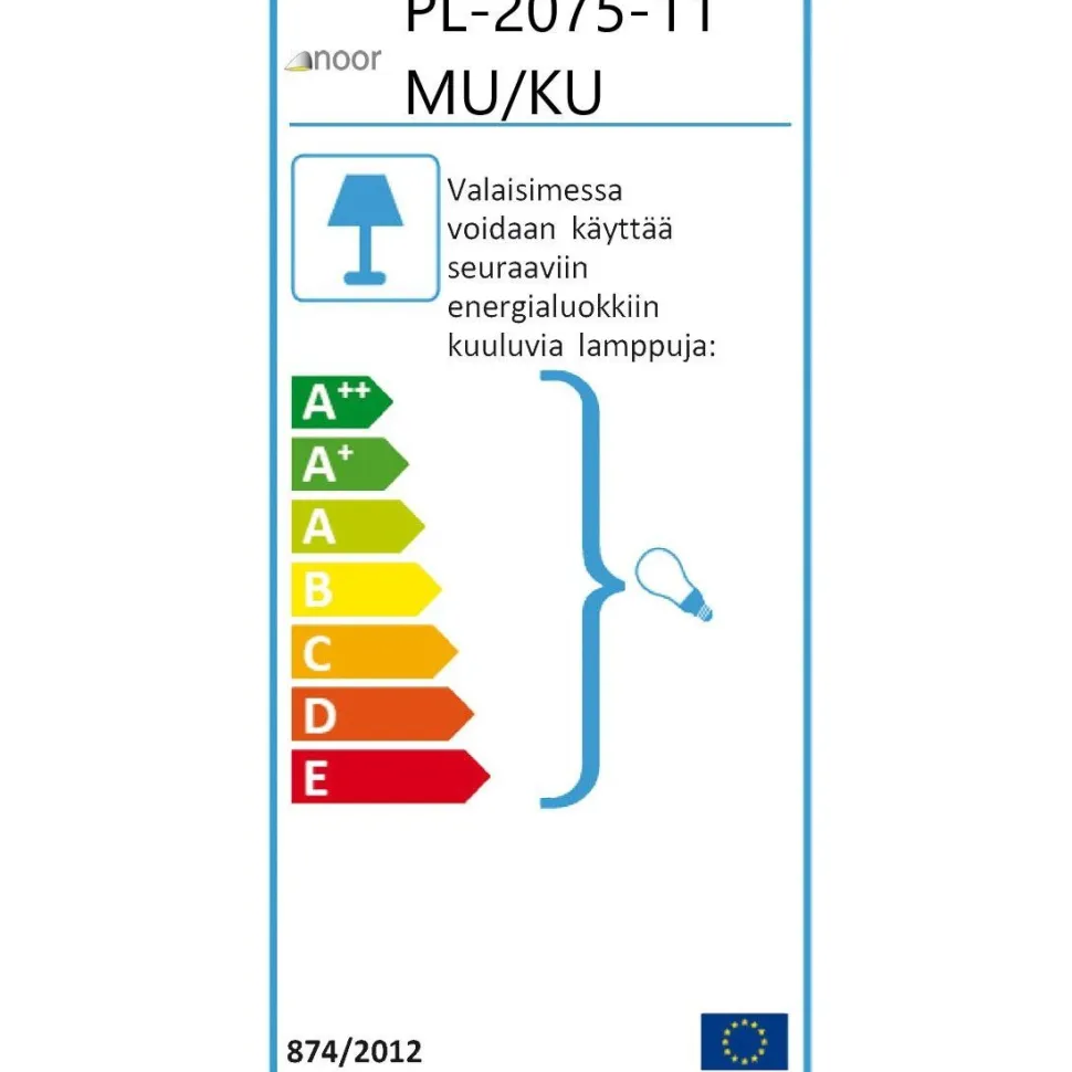 Pylväsvalaisin Noor Kello 2180x590 mm 3-osainen musta/kulta