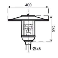 Pylväsvalaisin Talas TLS PH-A 100 HA Ø 400x265 mm helmiäishopea