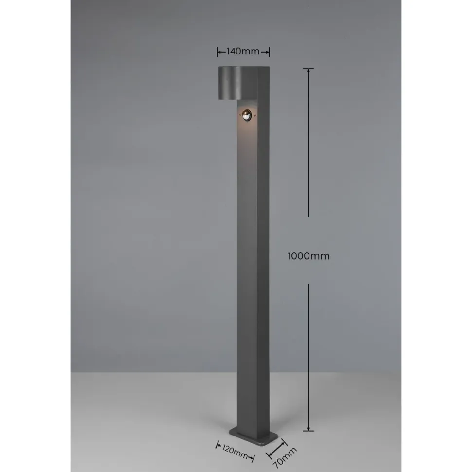 Pylväsvalaisin Trio Roya 100cm liiketunnistimella, antrasiitti