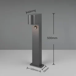 Pylväsvalaisin Trio Roya 50cm liiketunnistimella, antrasiitti