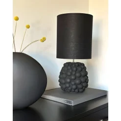 Pöytävalaisin Aneta Lighting Bubbles, tekstiilivarjostin, musta
