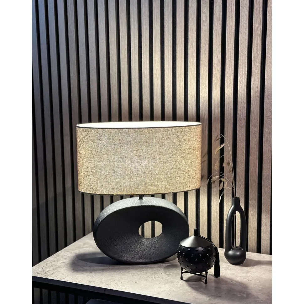 Pöytävalaisin Aneta Lighting Ellipse 42cm, musta/beige