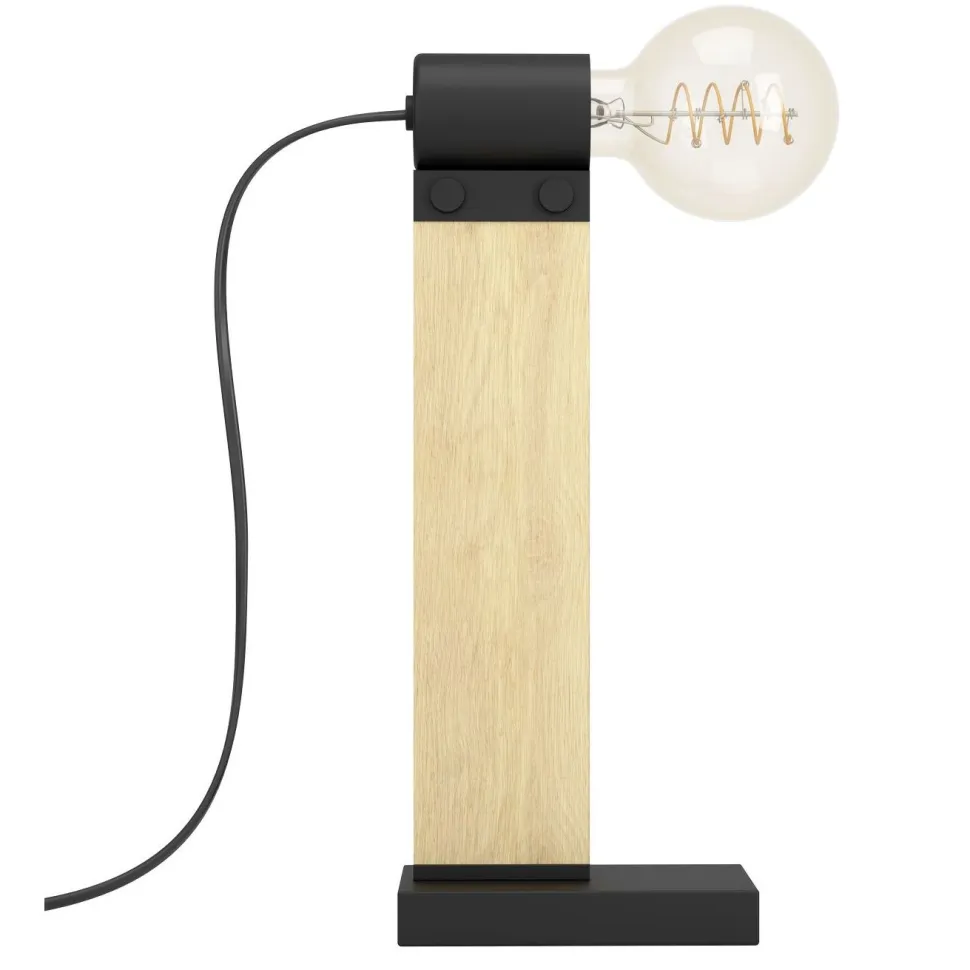 Pöytävalaisin Eglo Bailrigg, 33cm, E27, 40W, IP20, puu/musta