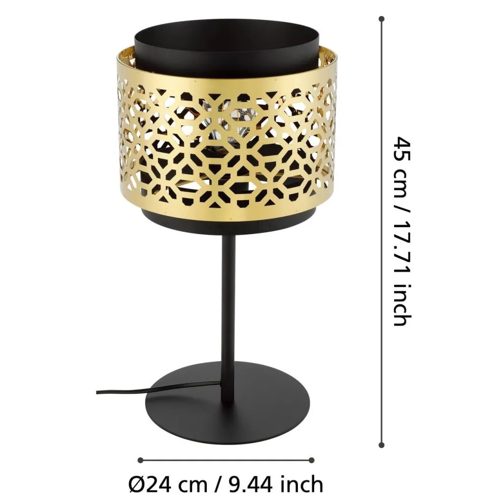 Pöytävalaisin Eglo Sandbach, 45cm, E27, 40W, IP20, messinki/musta