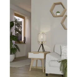 Pöytävalaisin Eglo Surfleet, Ø51.5cm, E27, 40W, IP20, valkoinen/puu