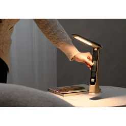 Pöytävalaisin FocusLight Smart LED ladattava, 5W, CCT, puu/musta