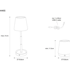 Pöytävalaisin Globo Carlos Ø10.6cm, USB-ladattava