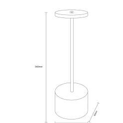 Pöytävalaisin Globo Polina 34cm, USB-ladattava, CCT, nikkeli