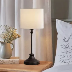 Pöytävalaisin Linento Lighting 241933, ø18cm, E27, max. 40W, IP20, kerma/musta