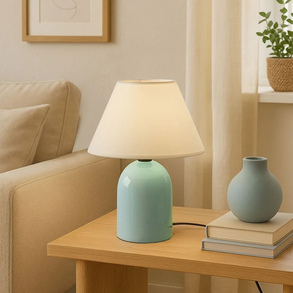 Pöytävalaisin Linento Lighting 241931, ø22cm, E27, max. 40W, IP20, turkoosi/kerma