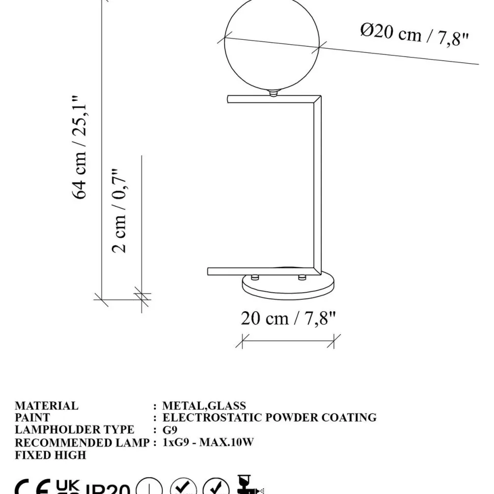 Pöytävalaisin Linento Lighting Luminar, 29x20x64cm, kulta