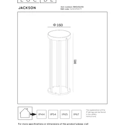 Pöytävalaisin Lucide Jackson, Ø16cm, IP65, 2W, musta