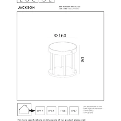Pöytävalaisin Lucide Jackson, Ø16cm, IP54, 2W, musta