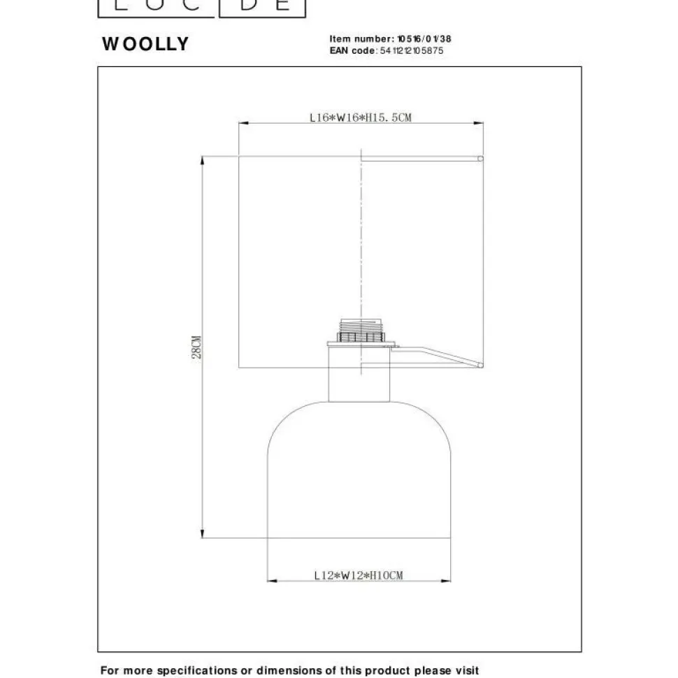Pöytävalaisin Lucide Woolly, 28cm, 1xE14, eri värejä