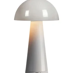 Pöytävalaisin Markslöjd Fungi ulkokäyttöön IP44 ladattava himmennettävä valkoinen