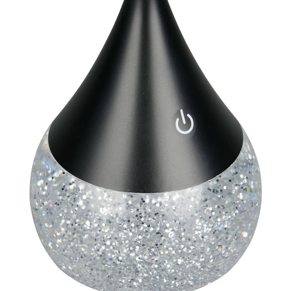 Pöytävalaisin Trio Tembo LED säädettävä värilämpötila RGB glitter musta