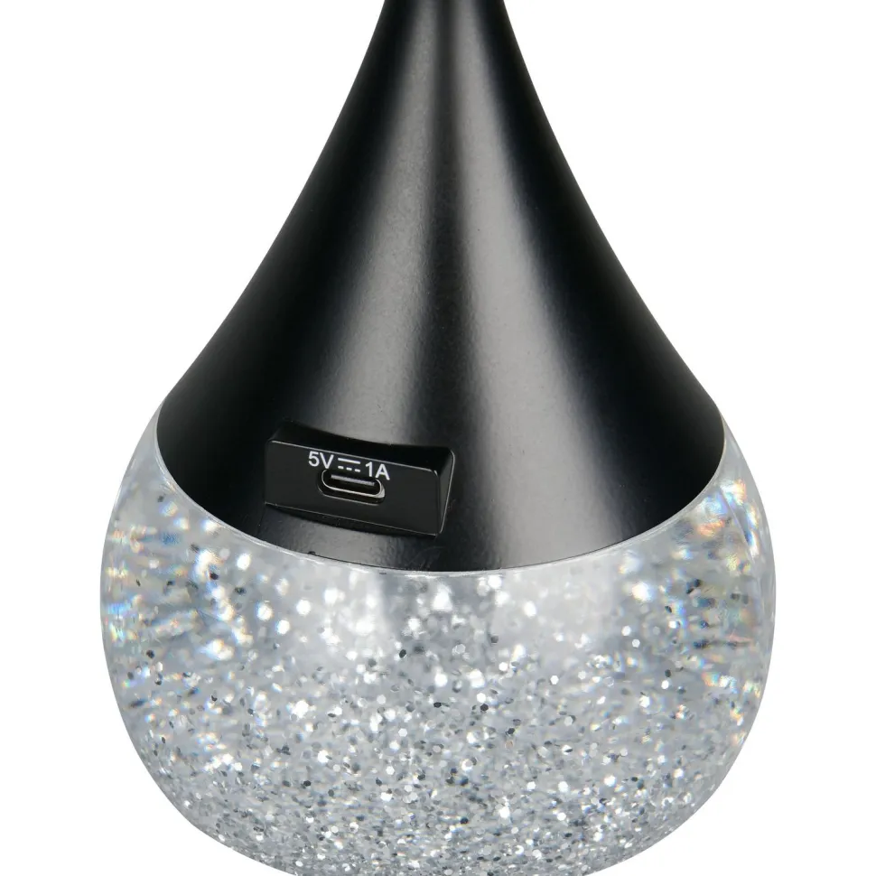 Pöytävalaisin Trio Tembo LED säädettävä värilämpötila RGB glitter musta