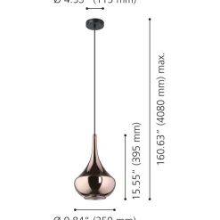 Riippuvalaisin Eglo Almoster Ø25cm E27 maks. 28W IP20 musta/kupari