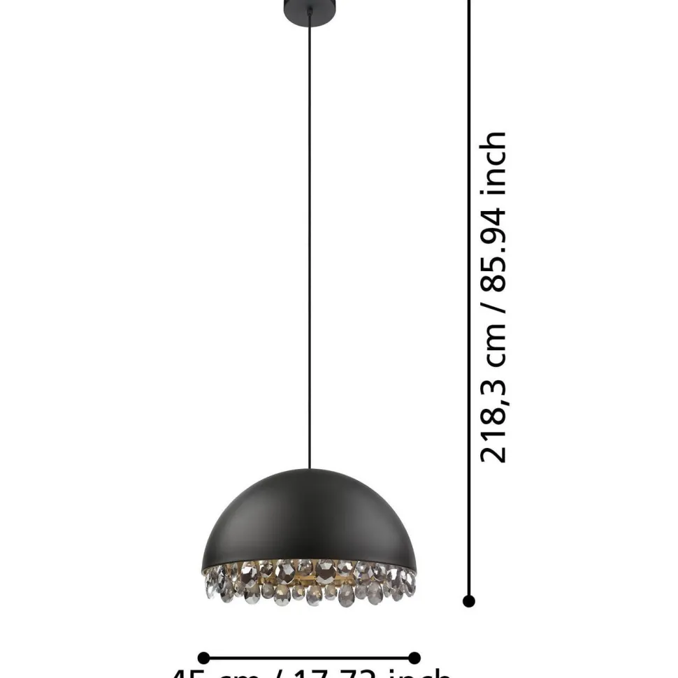 Riippuvalaisin Eglo Gaetano 2 Ø45cm kristallit E27 maks. 40W musta/kulta