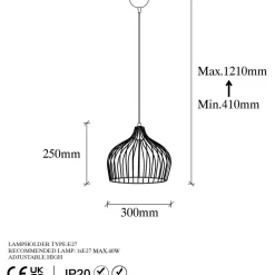Riippuvalaisin Linento Lighting Bek, Ø30cm, säädettävä korkeus, kulta