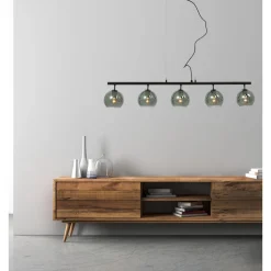 Riippuvalaisin Aneta Lighting Atom, 5-osainen, musta