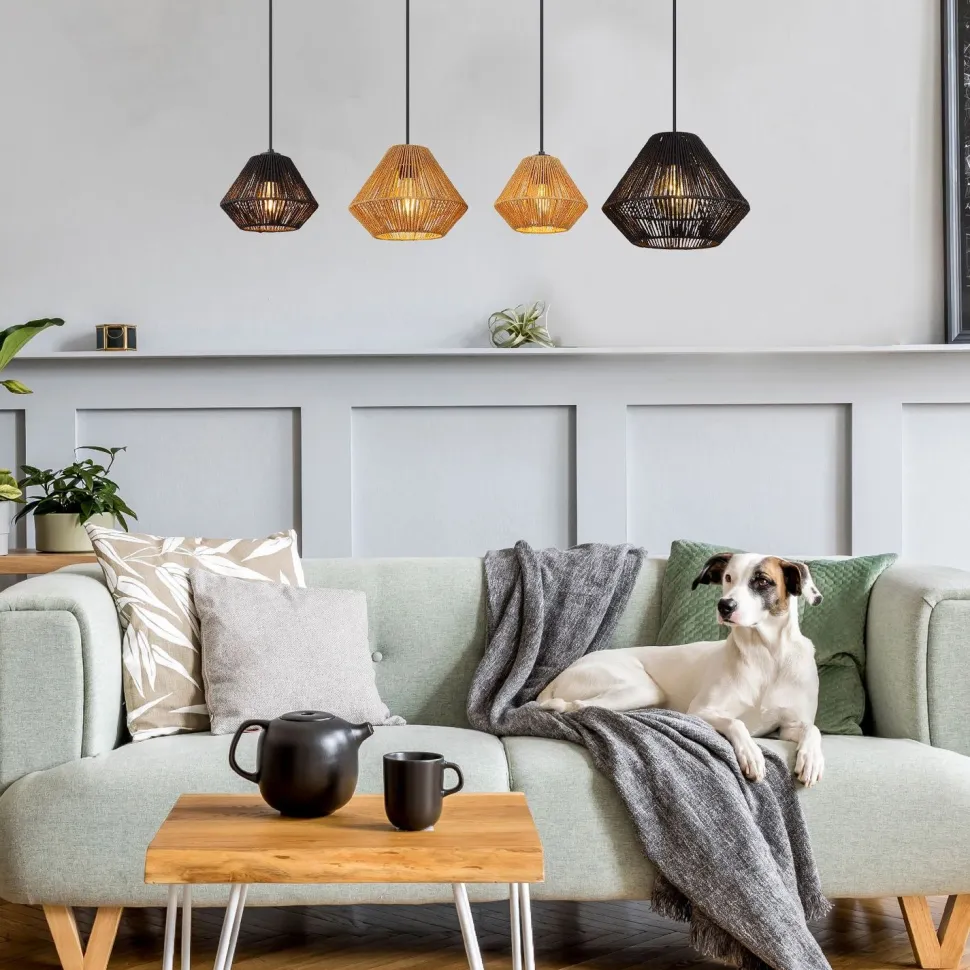 Riippuvalaisin Globo Houdini, 4xE27, musta/luonnollinen