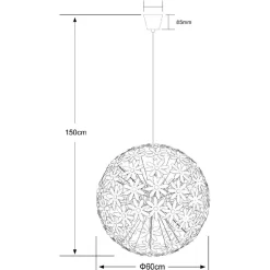 Riippuvalaisin Globo Stella Ø60cm 60W valkoinen