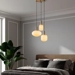 Riippuvalaisin Linento Lighting Asker, 3-osainen, E27, max. 40W, IP20, valkoinen/kulta