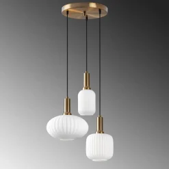 Riippuvalaisin Linento Lighting Asker, 3-osainen, E27, max. 40W, IP20, valkoinen/kulta