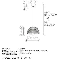 Riippuvalaisin Linento Lighting Berk Ø28cm kulta