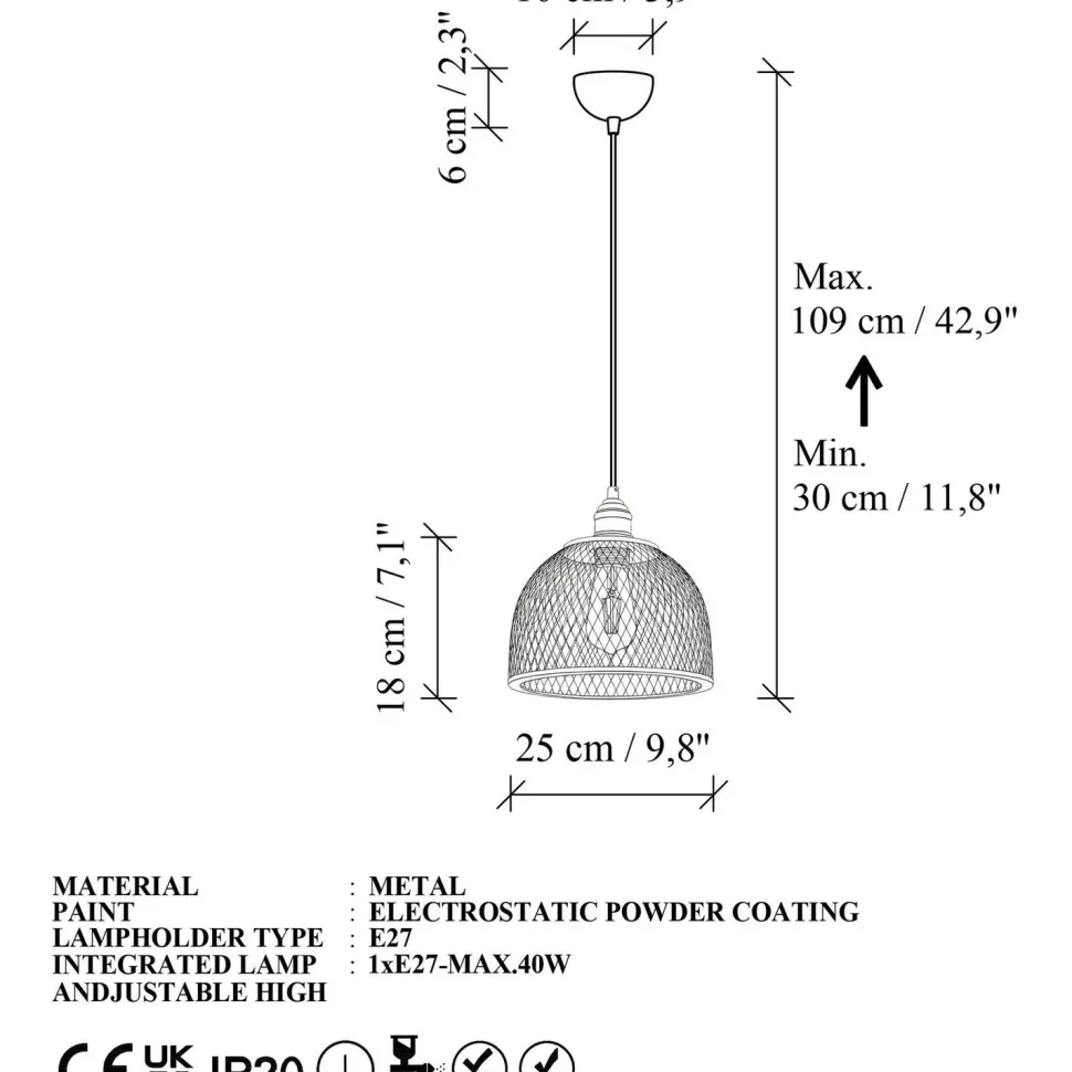 Riippuvalaisin Linento Lighting Berk Ø25cm kulta