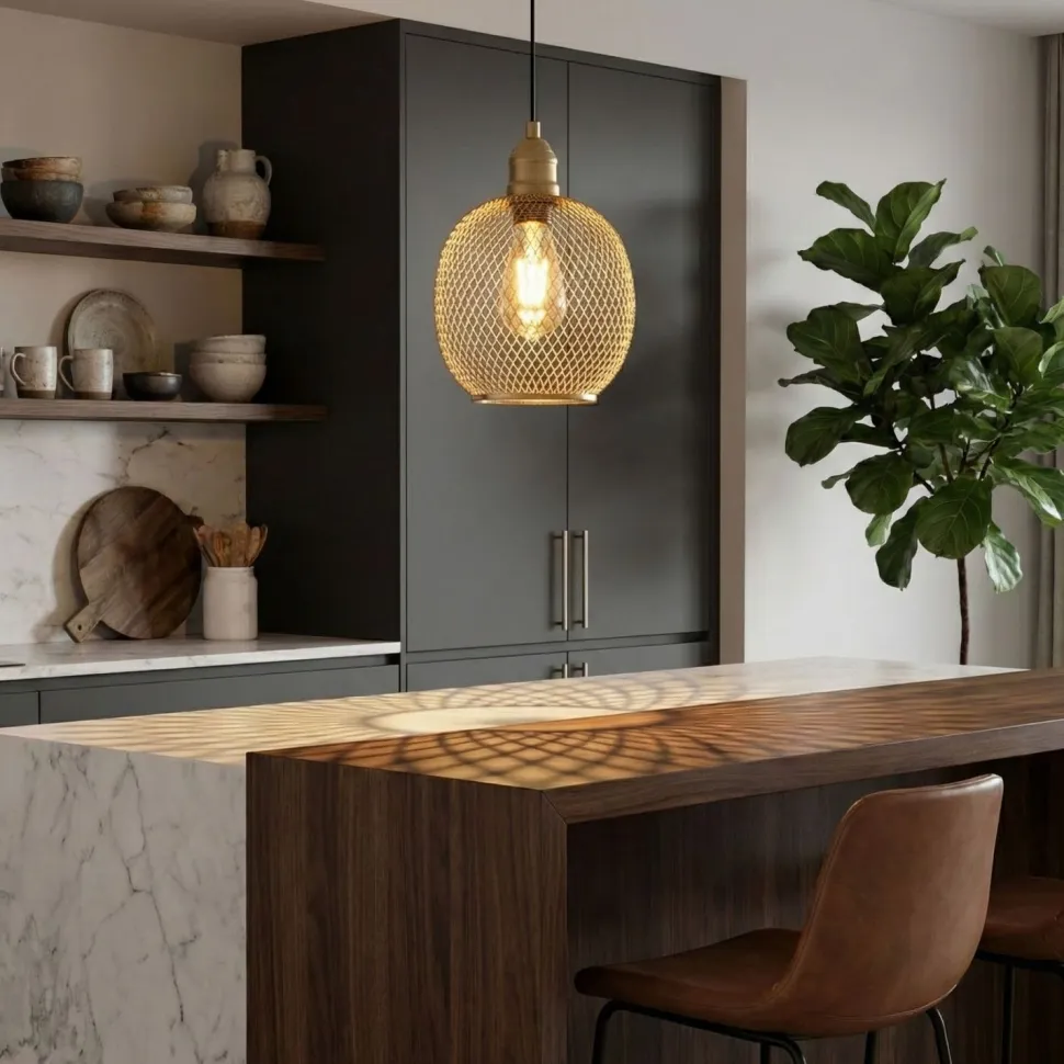 Riippuvalaisin Linento Lighting Berk pyöreä Ø24cm kulta