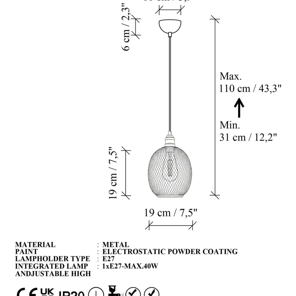 Riippuvalaisin Linento Lighting Berk pyöreä Ø24cm kulta