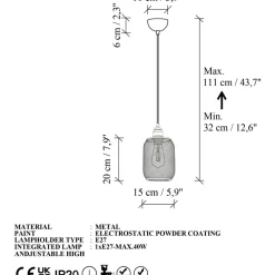 Riippuvalaisin Linento Lighting Berk sylinteri Ø15cm kulta