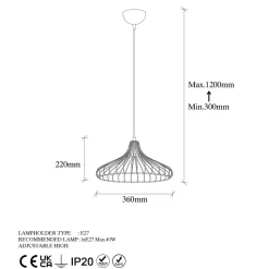 Riippuvalaisin Linento Lighting Depay, Ø36cm, säädettävä korkeus, kulta