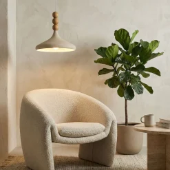 Riippuvalaisin Linento Lighting Eysan Ø35cm valkoinen/tammi