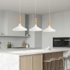 Riippuvalaisin Linento Lighting Eysan Ø35cm valkoinen/tammi