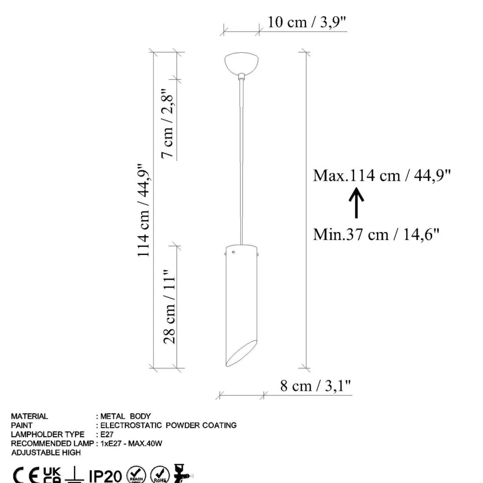 Riippuvalaisin Linento Lighting KESIKBORU-MR-976-RETRO, Ø8cm, tummanruskea
