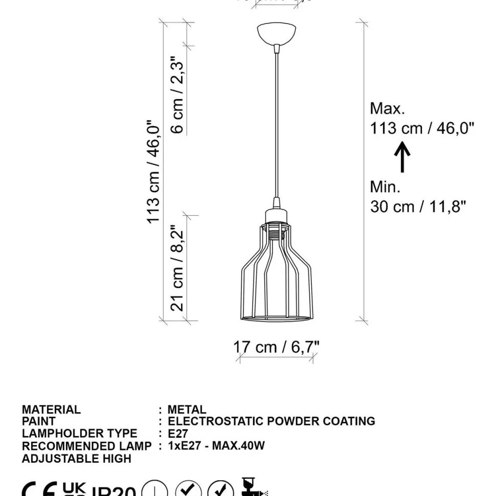 Riippuvalaisin Linento Lighting Kofi-N-1092-1, Ø17cm, kulta