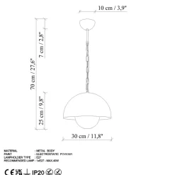 Riippuvalaisin Linento Lighting KURE-30-15-NUS-2676-RETRO, Ø30cm, tummanruskea