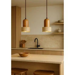 Riippuvalaisin Linento Lighting Loer-B, 2-osainen, E27, max. 40W, IP20, tammi/beige