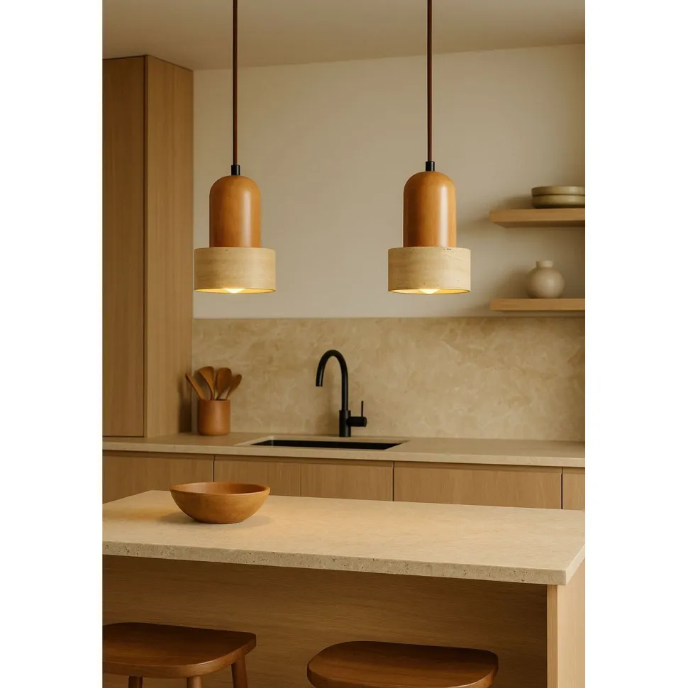 Riippuvalaisin Linento Lighting Loer-B, 2-osainen, E27, max. 40W, IP20, tammi/beige