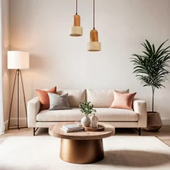 Riippuvalaisin Linento Lighting Loer-B, 2-osainen, E27, max. 40W, IP20, tammi/beige