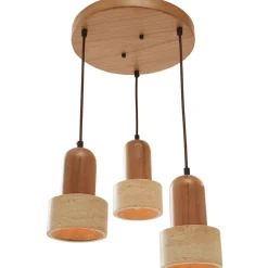Riippuvalaisin Linento Lighting Loer-C, 3-osainen, E27, max. 40W, IP20, tammi/beige