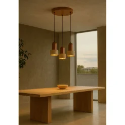 Riippuvalaisin Linento Lighting Loer-C, 3-osainen, E27, max. 40W, IP20, tammi/beige