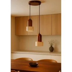 Riippuvalaisin Linento Lighting Loer 2-osainen beige/saksanpähkinä