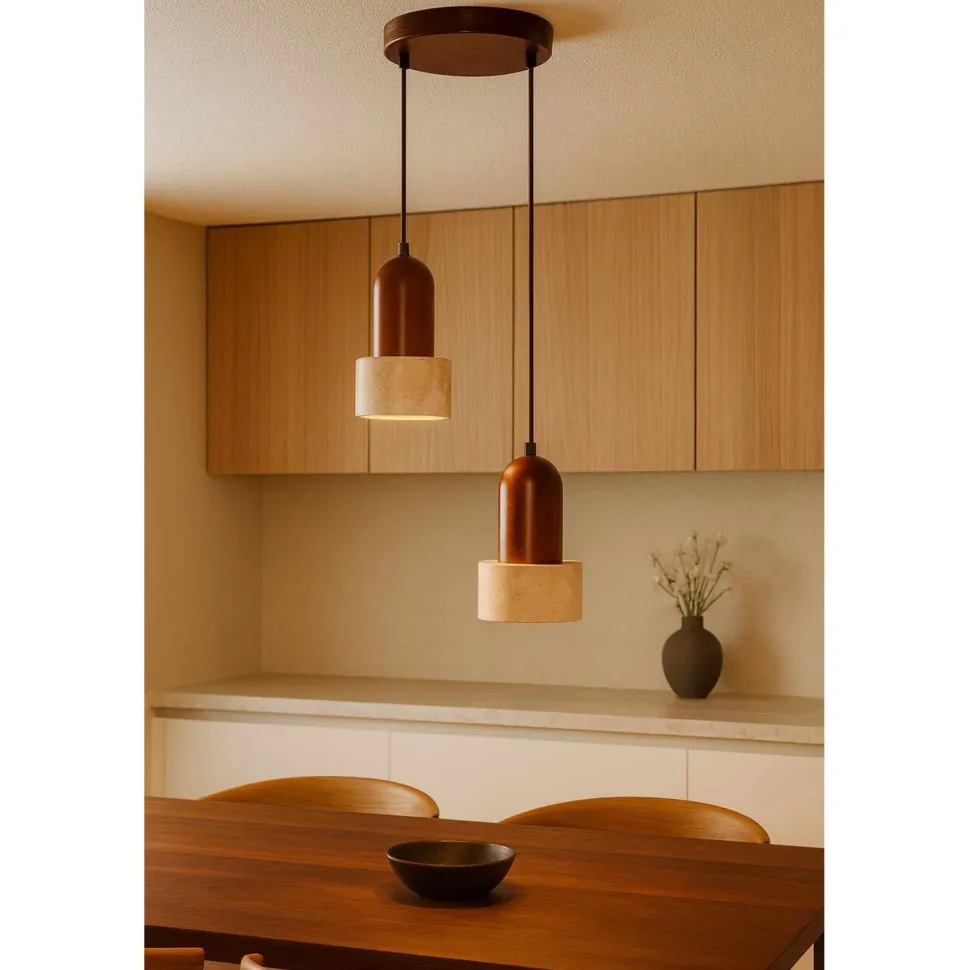 Riippuvalaisin Linento Lighting Loer 2-osainen beige/saksanpähkinä