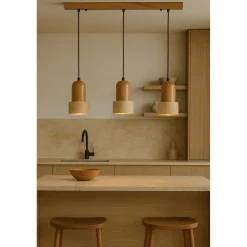 Riippuvalaisin Linento Lighting Loer-R, 4-osainen, E27, max. 40W, IP20, tammi/beige